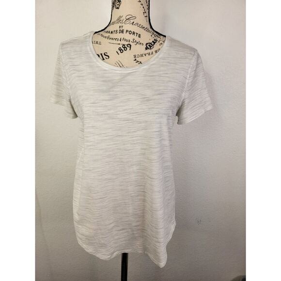 Lululemon Basic Tee Womens S/M Space Dye Short Sleeves Relaxed White Gray Top - Picture 2 of 6